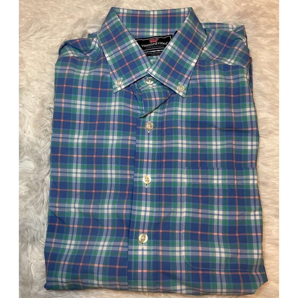 Vineyard‎ Vines Men's S Slim Fit Performance 100% Nylon Long Sleeve Plaid Shirt